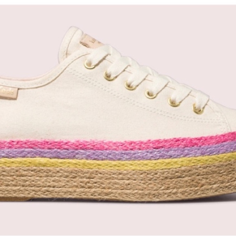 In box. Kate Spade Keds Triple Neon Rafia Sneakers